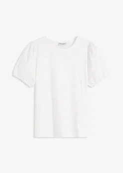 T-shirt en jersey avec manches bouffantes en popeline de coton