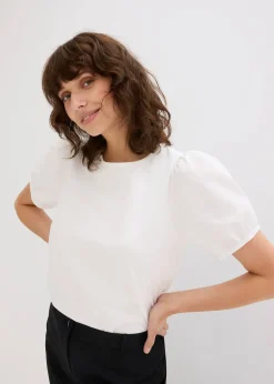 T-shirt en jersey avec manches bouffantes en popeline de coton