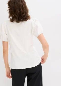 T-shirt en jersey avec manches bouffantes en popeline de coton