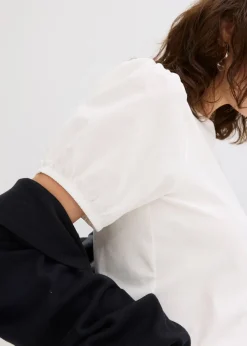 T-shirt en jersey avec manches bouffantes en popeline de coton