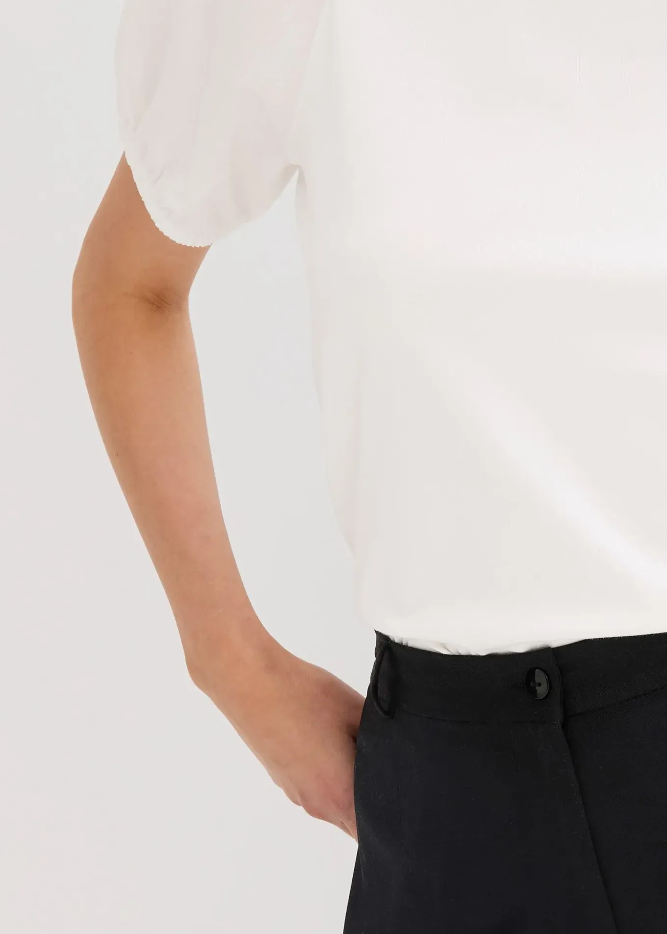 T-shirt en jersey avec manches bouffantes en popeline de coton