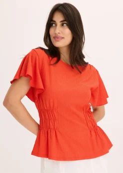 T-shirt en jersey crêpe avec smocks