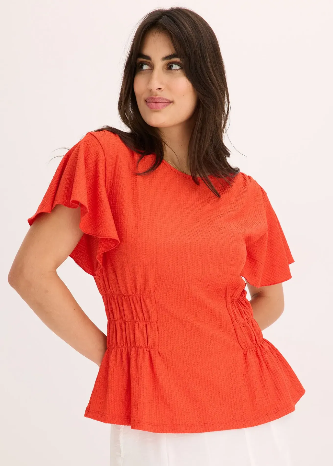 T-shirt en jersey crêpe avec smocks