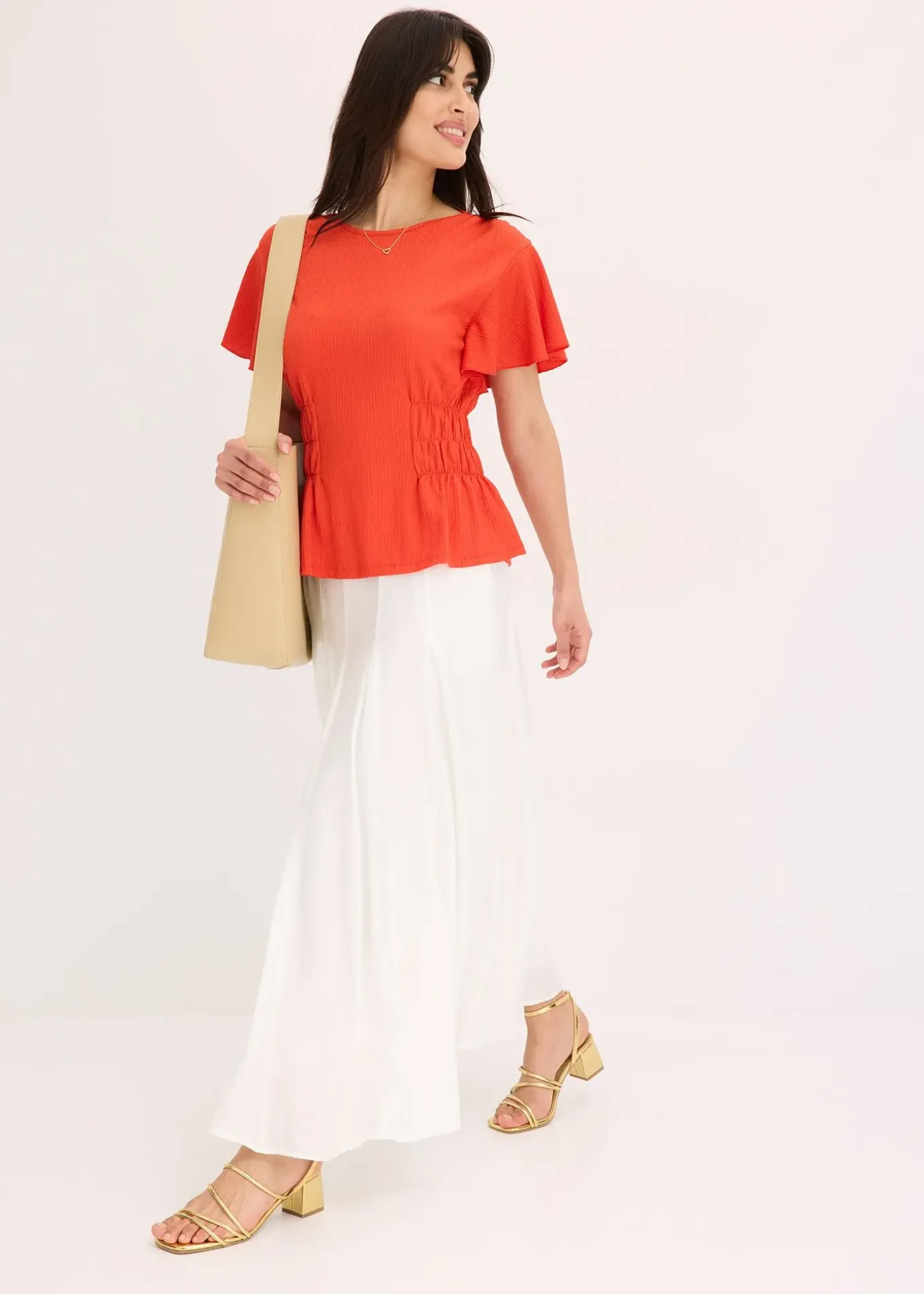 T-shirt en jersey crêpe avec smocks