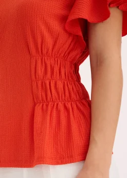 T-shirt en jersey crêpe avec smocks