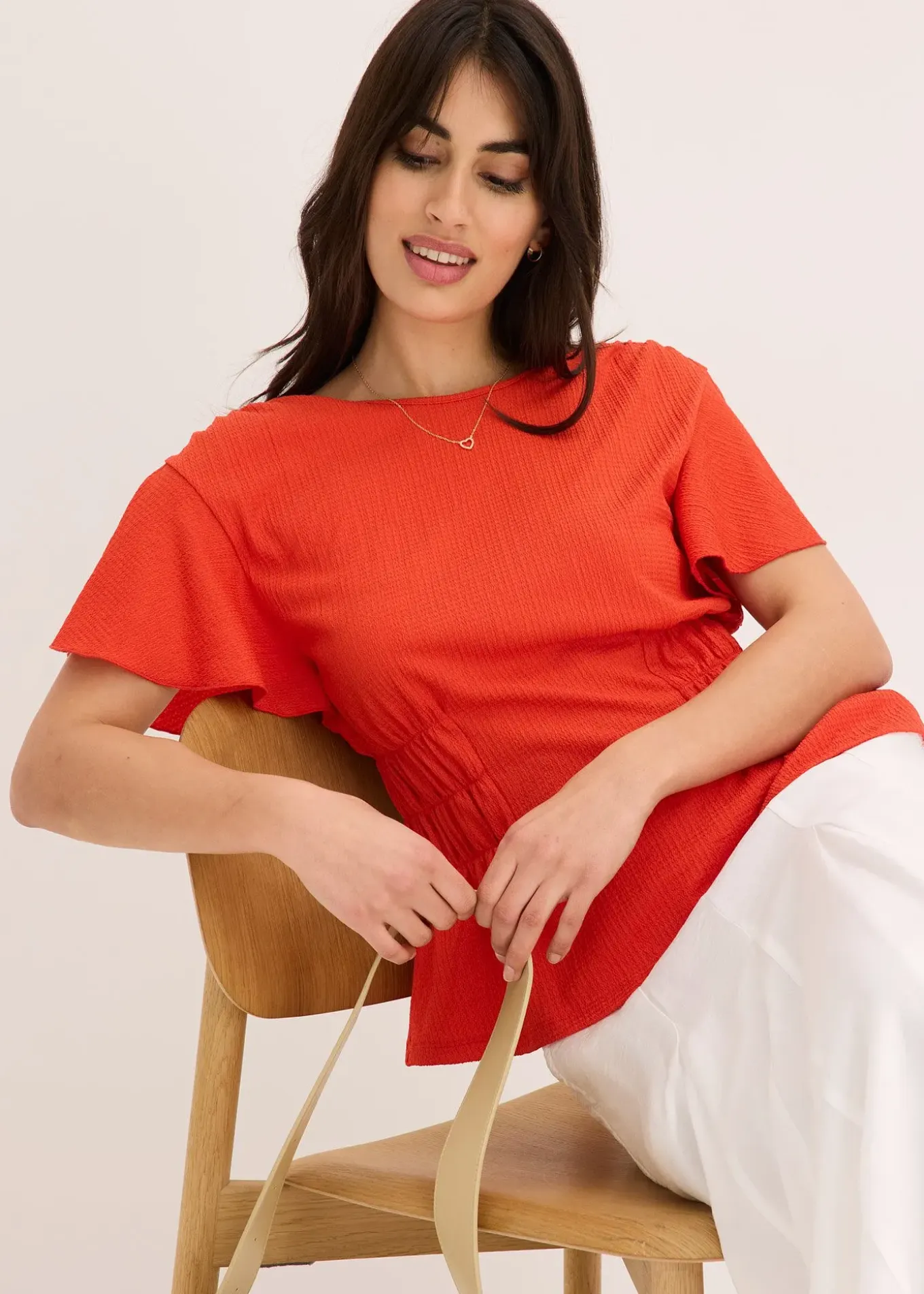 T-shirt en jersey crêpe avec smocks