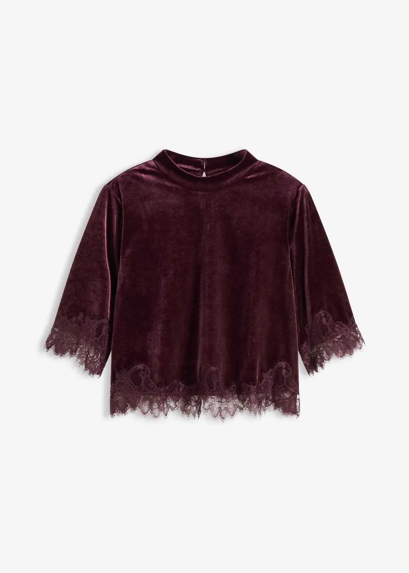 T-shirt en velours et dentelle