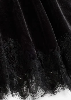 T-shirt en velours et dentelle