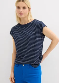 T-shirt en viscose fluide avec empiècement satin