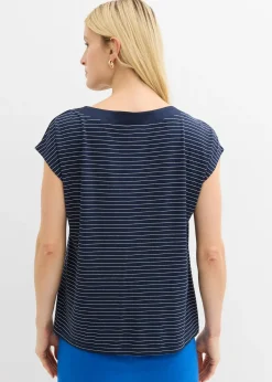 T-shirt en viscose fluide avec empiècement satin