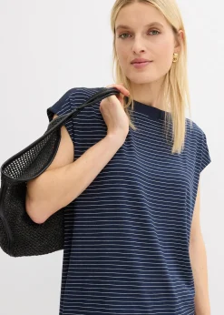 T-shirt en viscose fluide avec empiècement satin