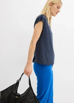 T-shirt en viscose fluide avec empiècement satin