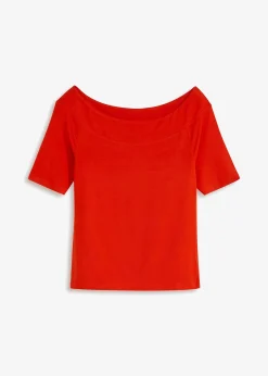 T-shirt encolure Bardot en viscose extensible