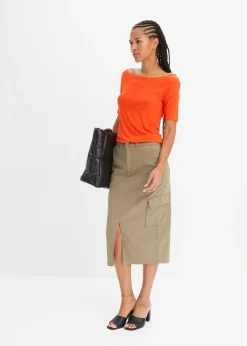 T-shirt encolure Bardot en viscose extensible