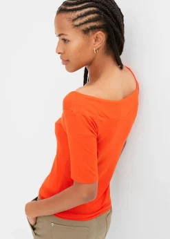 T-shirt encolure Bardot en viscose extensible