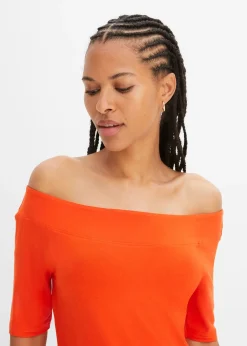 T-shirt encolure Bardot en viscose extensible