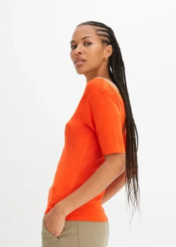 T-shirt encolure Bardot en viscose extensible