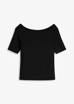 T-shirt encolure Bardot en viscose extensible