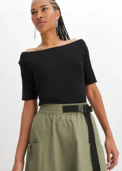 T-shirt encolure Bardot en viscose extensible