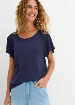 T-shirt fil flammé à manches papillon