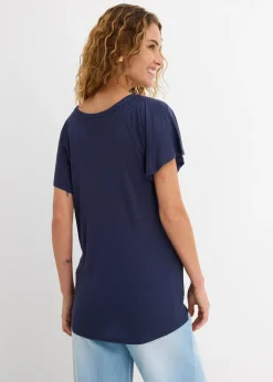 T-shirt fil flammé à manches papillon