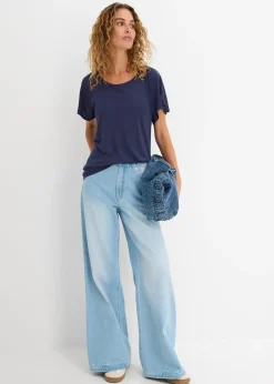 T-shirt fil flammé à manches papillon