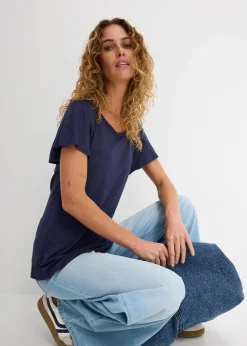 T-shirt fil flammé à manches papillon