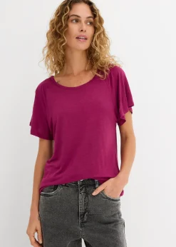 T-shirt fil flammé à manches papillon