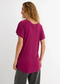 T-shirt fil flammé à manches papillon