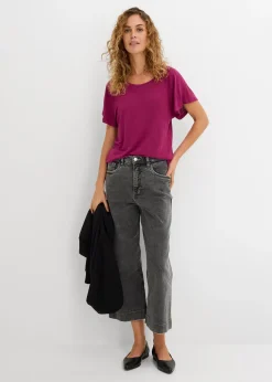 T-shirt fil flammé à manches papillon