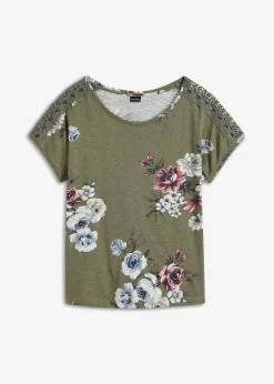 T-shirt imprimé avec dentelle