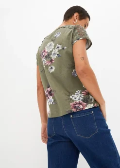 T-shirt imprimé avec dentelle