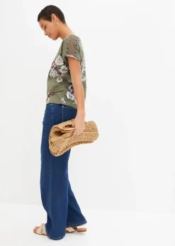 T-shirt imprimé avec dentelle