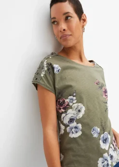 T-shirt imprimé avec dentelle