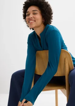 T-shirt long à col tunisien