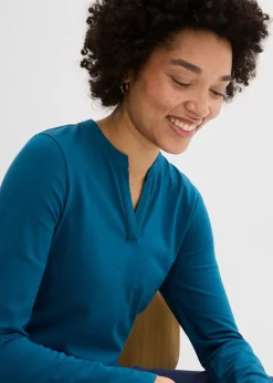 T-shirt long à col tunisien