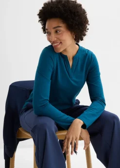 T-shirt long à col tunisien