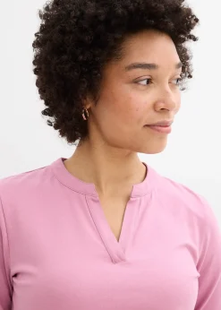 T-shirt long à col tunisien