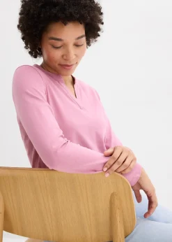 T-shirt long à col tunisien