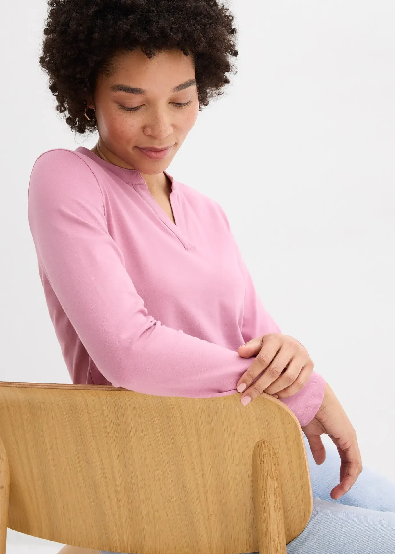 T-shirt long à col tunisien