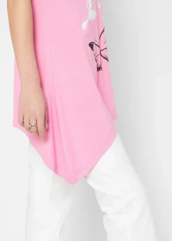 T-shirt long à pans et imprimé papillon