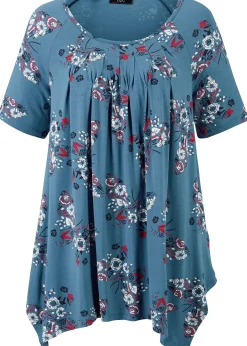 T-shirt long à pans, manches courtes