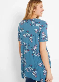 T-shirt long à pans, manches courtes