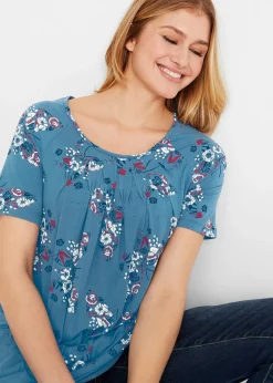 T-shirt long à pans, manches courtes