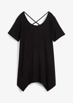 T-shirt long à pans, manches courtes