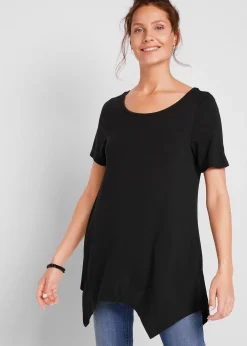 T-shirt long à pans, manches courtes