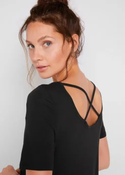 T-shirt long à pans, manches courtes