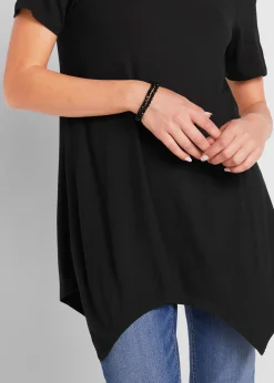 T-shirt long à pans, manches courtes