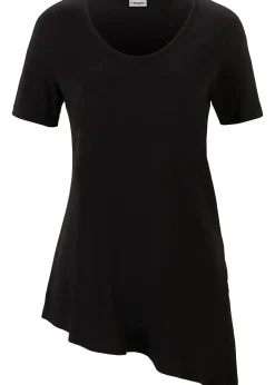 T-shirt long asymétrique en coton et viscose