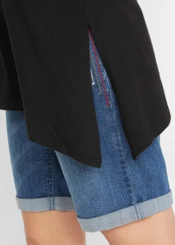 T-shirt long asymétrique en coton et viscose